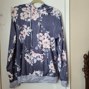 Women's Fashion Floral Hoodie Sweatshirt, Medium